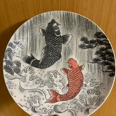 飾り絵皿(鯉の滝登り)