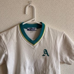Victory VネックTシャツ ホワイト/グリーン　130  朝日塾の画像