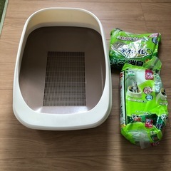 お話中　猫のデオトイレ　使いかけサンドとシート付きの画像