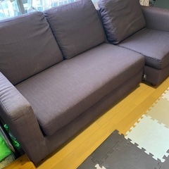 中古布製3人がけソファー
