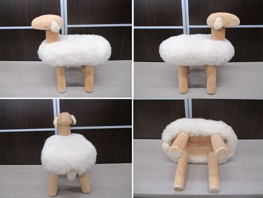 puu ja puu 羊型スツール 北欧家具 プーヤプー 木製＋羊毛 イス ムートン 腰掛け 椅子 苫小牧西店