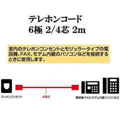 【送料無料】 ELPA エルパ テレホンコード TEW-T020 2mの画像