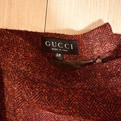 GUCCI タイトスカート 38 赤茶色 エンジ　ツイードの画像