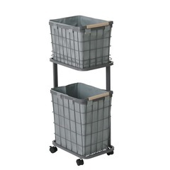 新品 モットル ランドリーバスケット 2段 ランドリーワゴン ス...