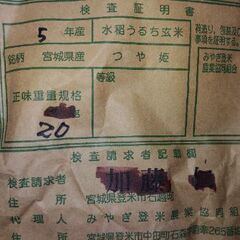 話し合い中です。令和5年登米市産つや姫　20kg