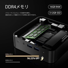 ミニPC 第12世代インテルAlder Lake N100 T9 Windows11 Pro OS miniPC 高速 DDR4 16GB+512GB Mini PC 4コア/4スレッド 最大3.4 GHz VESA対応 4K@60Hz 静音性 有線LANポート付き 静音性 小型デスクトップ ミニパソコンの画像