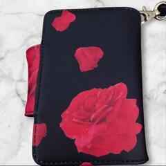 《美品》DaTuRa シガレットケース ブラック 薔薇柄の画像