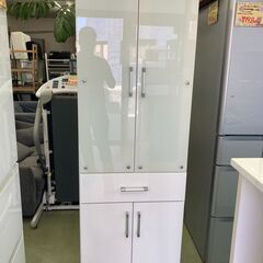 【リサイクルショップ　ピカソ　小松原】幅60 食器棚 食器収納 キッチン収納 キャビネット ホワイト★0384★
