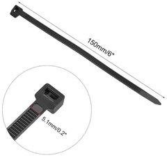 ケーブルエンドバンド ワイヤラップ タイラップ セルフロック 150mm x 5.2mm ナイロン ブラック 40本入りの画像