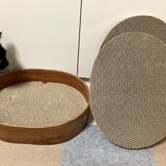猫用段ボール爪とぎ3枚セット  楕円形猫ベッドの画像