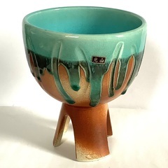 【美品！】「光山」陶器　花瓶　生花　花器　華道　生花用　円形　フ...