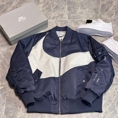 【新品タグ付】希少 NIKE MA-1 リバーシブルジャケット XL ネイビー×ホワイト THERMA-FIT　タグ付 の画像
