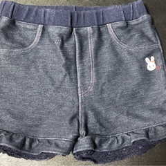 【値下げ】ミキハウスデニム風ショートパンツ すそフリル90