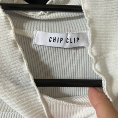 ホワイトリブ長袖トップス Lサイズの画像
