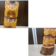 北海木工芸社 熊の木彫り 置物 こけし くま 工芸品 民芸品 北海道 高さ25㎝ 木彫り 苫小牧西店の画像