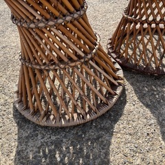 【中古品】ラタン　ラウンドスツール　丸スツール　丸椅子　スツール　値下げの画像