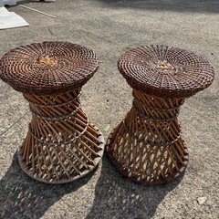 【中古品】ラタン　ラウンドスツール　丸スツール　丸椅子　スツール...