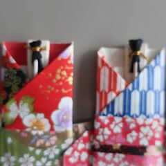 越前和紙で作ったお箸袋・お箸・爪楊枝付き　5個セット　の画像