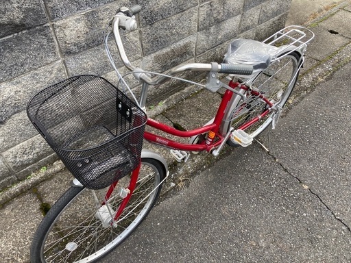 【26インチ自転車】マルイシ製❗️6段変速　LEDオートライト付　前後ブリヂストンタイヤ　前カゴ、サドル新品❗️若林自転車　膳所店　S