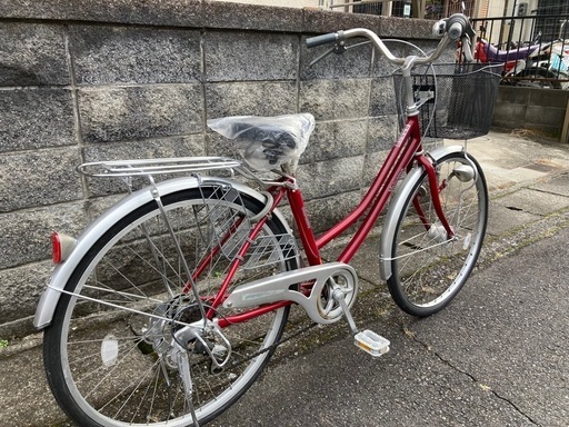 【26インチ自転車】マルイシ製❗️6段変速　LEDオートライト付　前後ブリヂストンタイヤ　前カゴ、サドル新品❗️若林自転車　膳所店　S