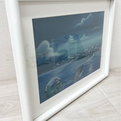 【中古品】IKEA イケア MOSSEBO イルカ アートポスター アートパネル 額付き インテリア雑貨の画像