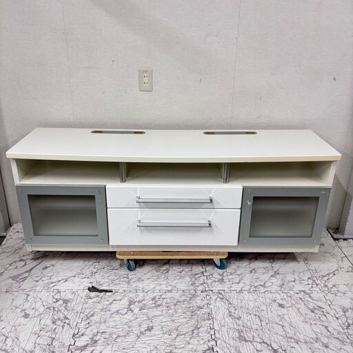 21056  2枚ガラス扉 引き出し付 テレビボード    ◆大阪市内・東大阪市他 6,000円以上ご購入で無料配達いたします！◆ ※京都・高槻・枚方方面◆神戸・西宮・尼崎方面◆生駒方面　それぞれ条件付き無料配送あり！