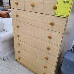 J6369　7段チェスト　ナチュラル　クリーニング済　【リユース...