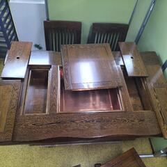 ●民芸家具 4人掛け 囲炉裏テーブル 唐木 鉄刀木（タガヤサン）高級家具の画像