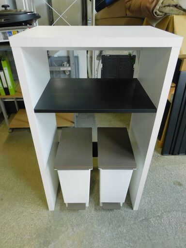 ゴミ箱2個付き レンジ台 電子レンジ置き キッチン収納