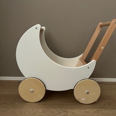 手押し車　小物入れ　月　木製