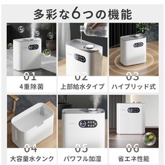 新品未使用未開封品です❣️❣️ 2024年最新型 4重除菌」加湿器 大容量 6.5L 上から給水 ハイブリッド加湿器 卓上加湿器 UV除菌機能付き ヒーター機能付き 高温除菌 マイナスイオン機能 アロマディフューザー 卓上 オフィス 加湿機 静音 省エネ ❣️の画像