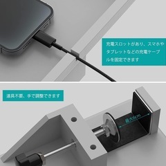 新品BambuMate竹製ベッドサイドシェルフ グレー多機能ベッドサイドテーブルの画像