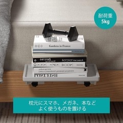 新品BambuMate竹製ベッドサイドシェルフ グレー多機能ベッドサイドテーブルの画像
