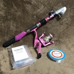 PLUSINNO 女性用伸縮式釣り竿とリールのコンボ、スピニング...