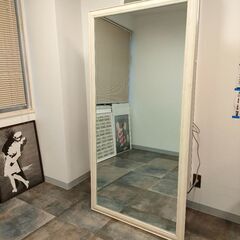 ホワイト 壁掛け鏡 90cm x 180cm