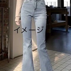 今期物　半額　Shein シーン　レディース　ブーツカット　足長　　ハイウエスト　フレア　女性 カジュアル ウォッシュド フレアレッグ ジーンズ　デニムの画像