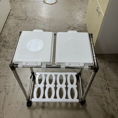 I2412-659 キャスター付きゴミ袋ホルダー 2分別 キズ汚れ有り 現状お渡し②の画像