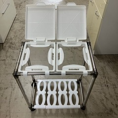 I2412-659 キャスター付きゴミ袋ホルダー 2分別 キズ汚れ有り 現状お渡し②の画像