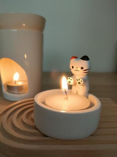 新品 猫のキャンドルホルダー 癒やし