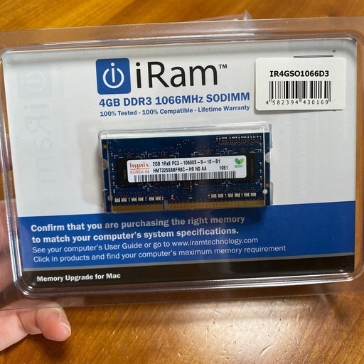 【新品】iRam 4GB DDR3 1066MHz SODIMM