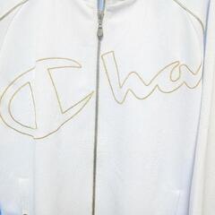 Champion ■チャンピオン ■ジャージ ■セットアップ ■白■ゴールド■ライン■刺繍ロゴ ■■トレーニング ■ランニング ■スポーツ ■上下 ♦おまけ付きます、ゴルフポロシャツ、黒未使用近い♥子供用160の画像