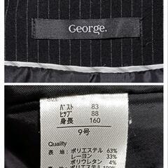 ジョージ 着回し力抜群スーツセットアップ シングルジャケット ストライプ 黒色 9 M レディースの画像