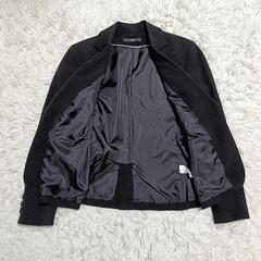 ジョージ 着回し力抜群スーツセットアップ シングルジャケット ストライプ 黒色 9 M レディースの画像