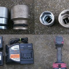 動作確認済み 日立工機 コードレスインパクトレンチ WR14DBAL2 バッテリー 2個・充電器セットの画像