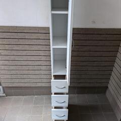 隙間収納☆美品食器棚☆高さ180cm 収納中古家具 引出し ホワイトカラーの画像