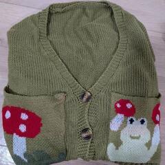 カエルとキノコ刺繍の長袖カーディガン ROMWE
