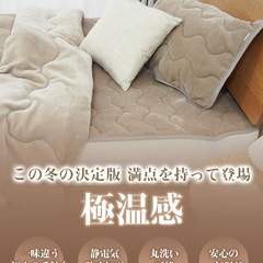 新品未使用　敷きパッド ダブル あったか 厚手敷きパッド【四層構造&吸湿発熱綿&接触温感三角繊維の画像