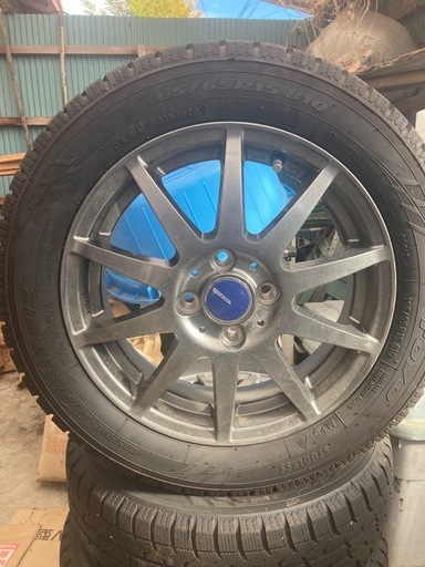 メタリックグレー　トーヨー　オブザーブ　ガリットGIZ 165/65R 15インチ　スタッドレスタイヤ&ホイールセット　4本