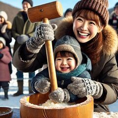 家族で楽しめる！伝統の餅つきといちご大福作り体験の画像