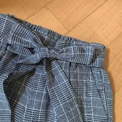 チェック柄　リボンベルト付き　パンツの画像